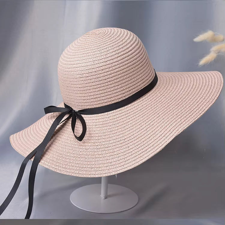 Women's Adjustable Straw Hat with Sun Protection - 12cm Brim Width, Summer Comfort