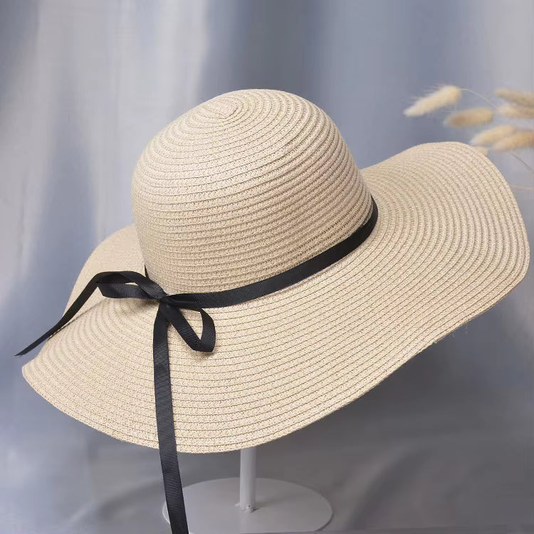 Women's Adjustable Straw Hat with Sun Protection - 12cm Brim Width, Summer Comfort