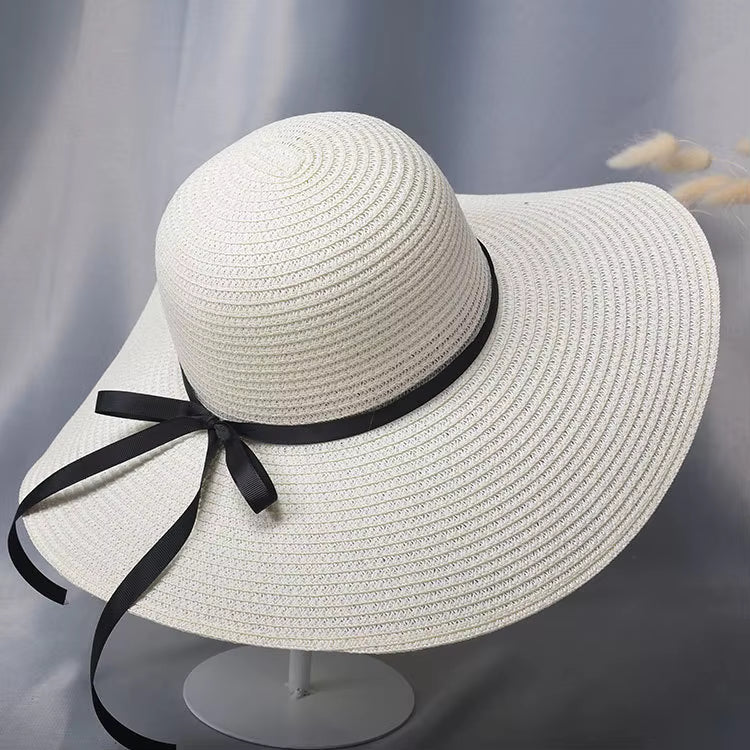 Women's Adjustable Straw Hat with Sun Protection - 12cm Brim Width, Summer Comfort