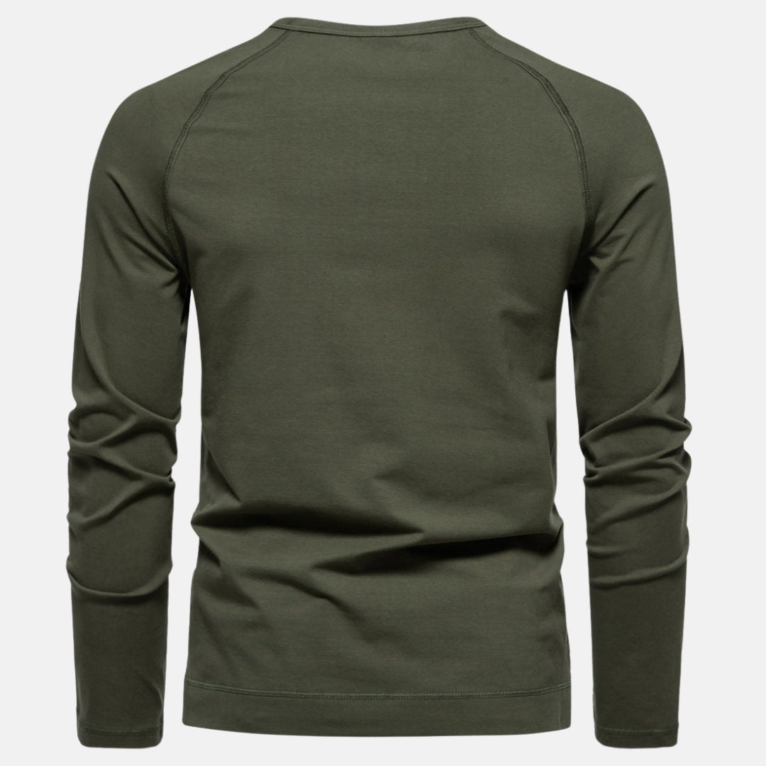 Henley à Manches Longues pour Hommes en Coton Mélangé – Style Décontracté et Confortable