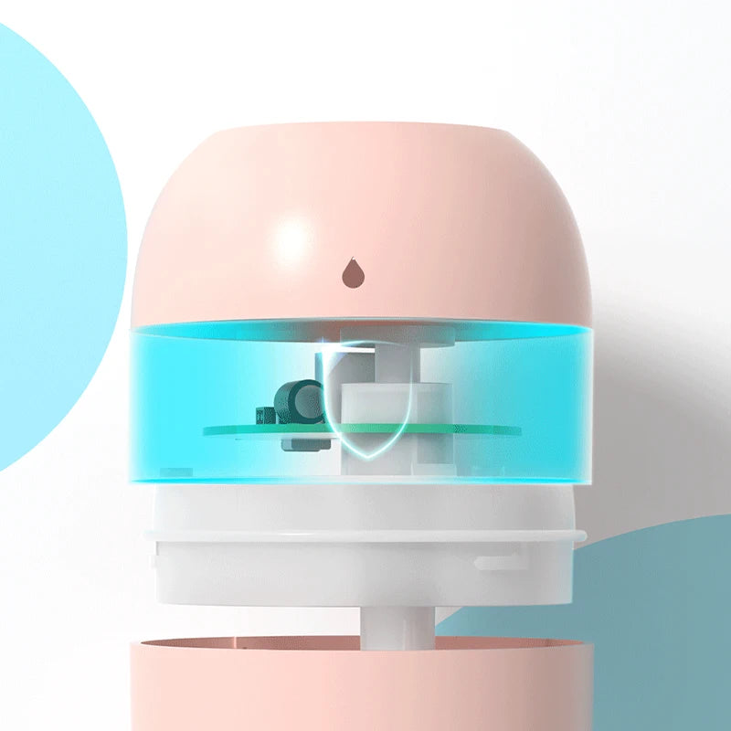 Humidificateur d'Air Ultrasonique Mini USB Portable avec Lampe LED – Idéal pour Chambre et Voyage, 220ml, Silencieux et Sécurisé