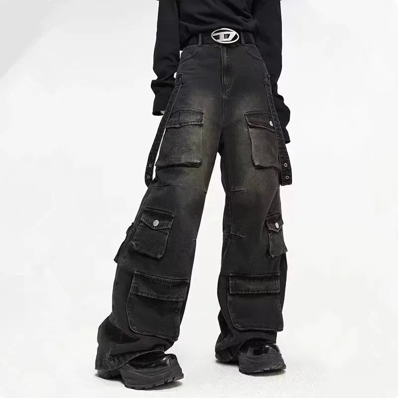 Jean Ajusté en Denim Noir – Style Gothique et Confort Optimal