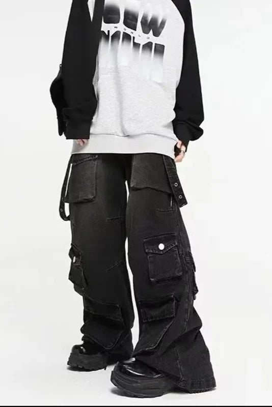 Jean Ajusté en Denim Noir – Style Gothique et Confort Optimal