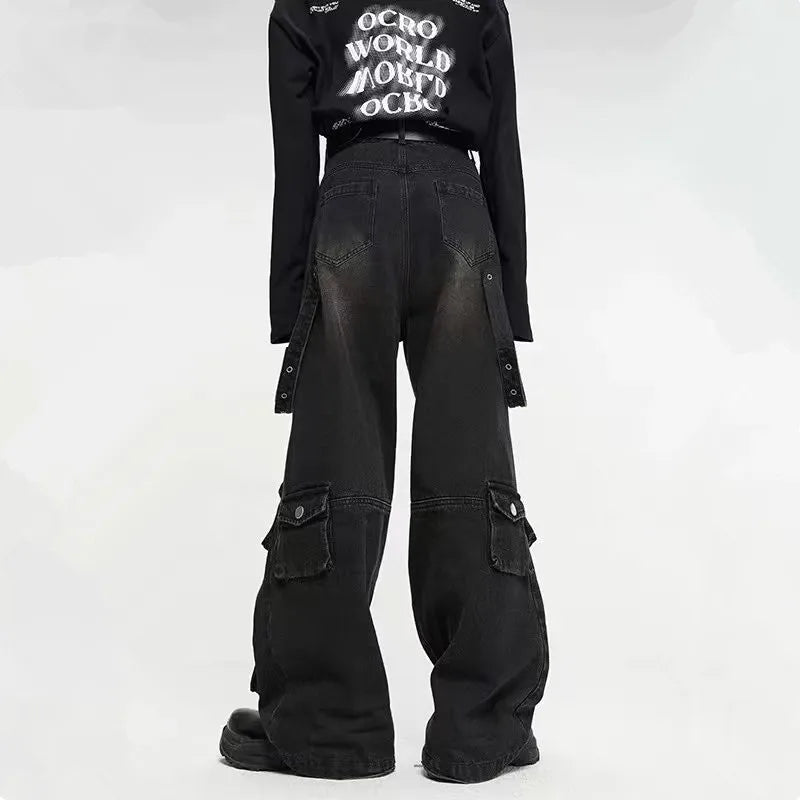 Jean Ajusté en Denim Noir – Style Gothique et Confort Optimal