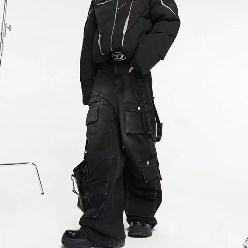 Jean Ajusté en Denim Noir – Style Gothique et Confort Optimal