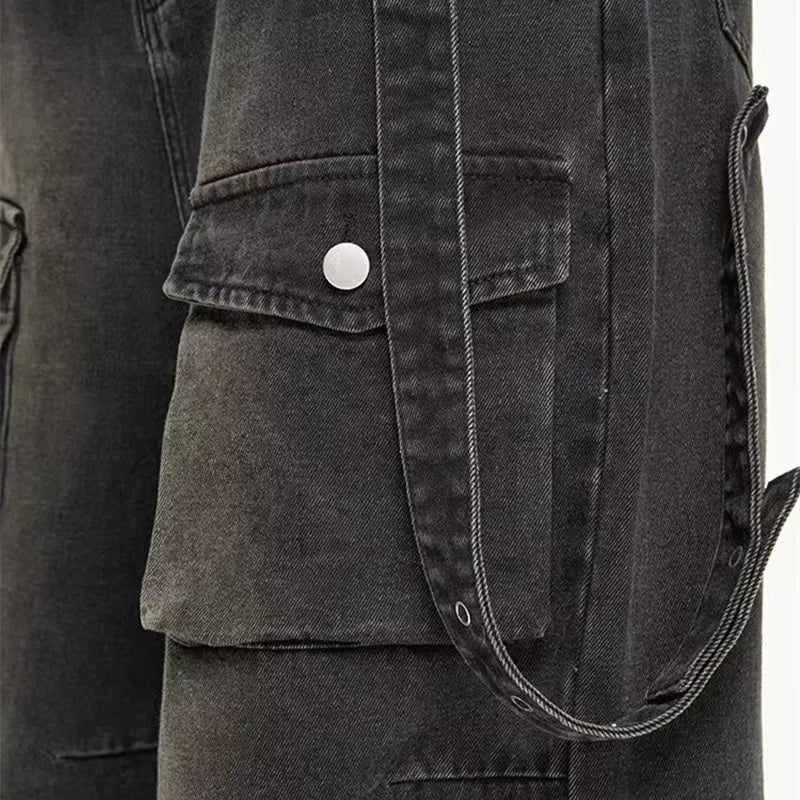 Jean Ajusté en Denim Noir – Style Gothique et Confort Optimal