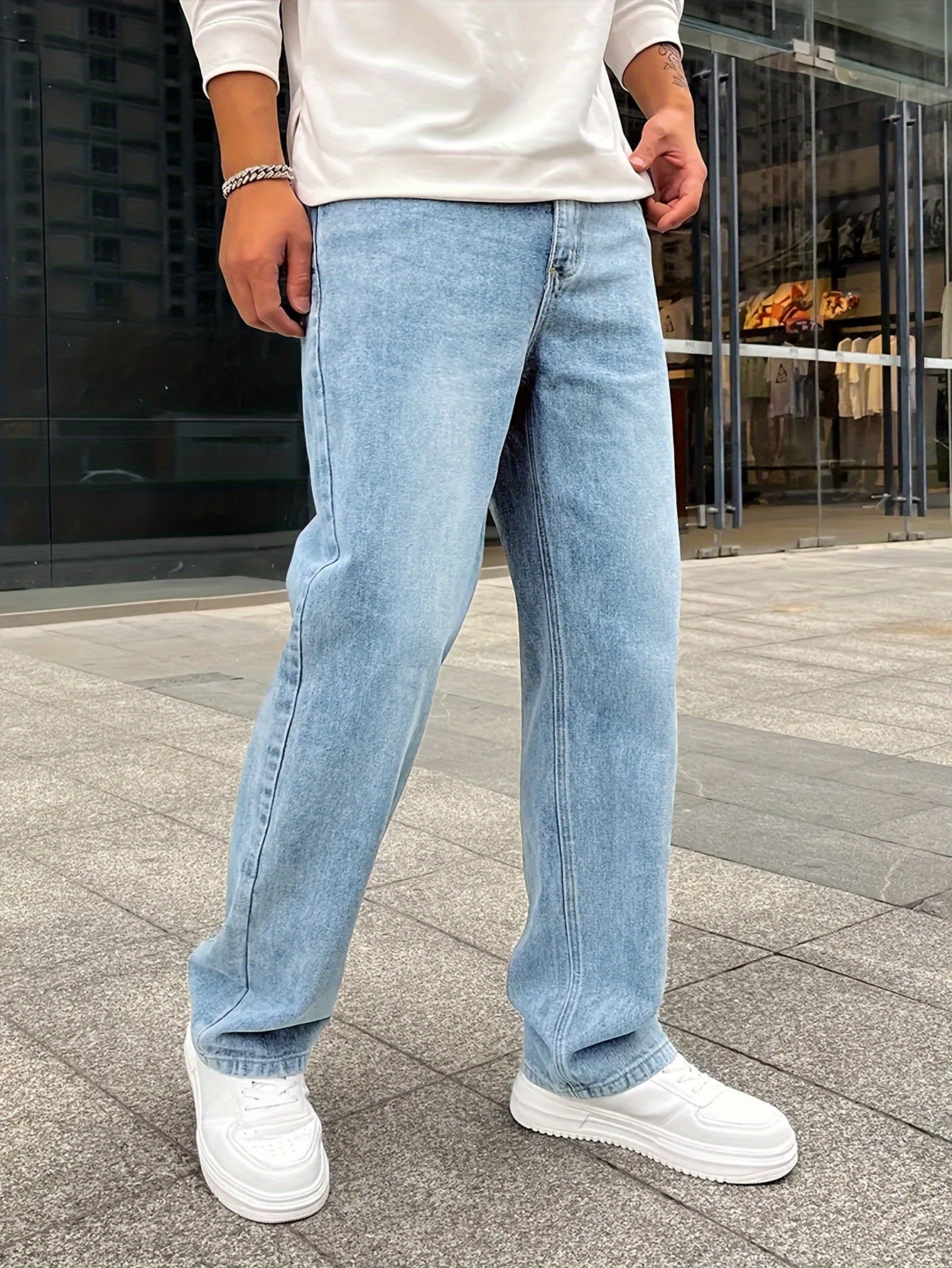 Jean Ample pour Hommes en Coton Mélangé – Jambes Droites pour Style Décontracté et Formelle