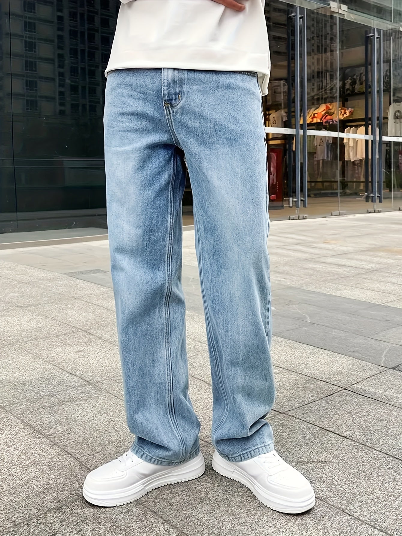 Jean Ample pour Hommes en Coton Mélangé – Jambes Droites pour Style Décontracté et Formelle