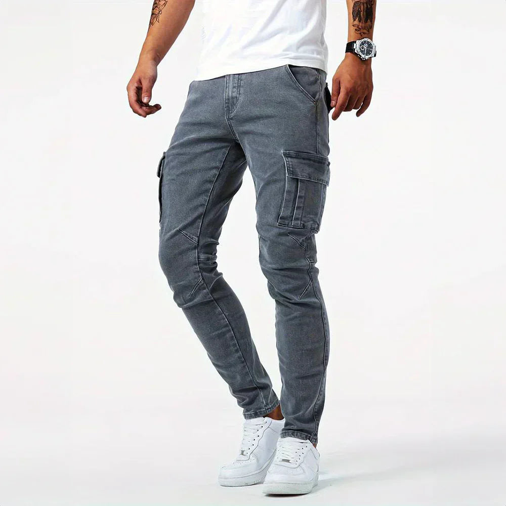 Jean Cargo Extensible pour Homme avec Poches Fonctionnelles – Denim Élastique Confortable