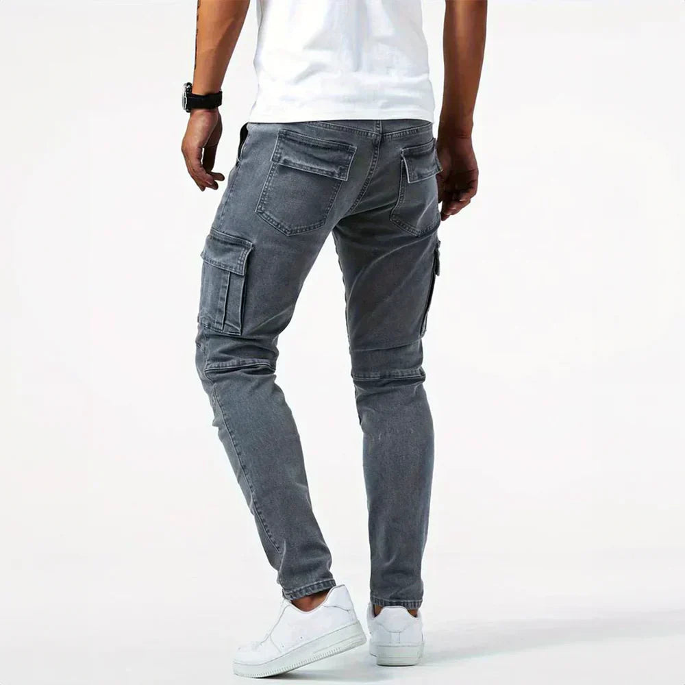 Jean Extensible Cargo Pants for Men with Functional Pockets – Comfortable Stretch Denim