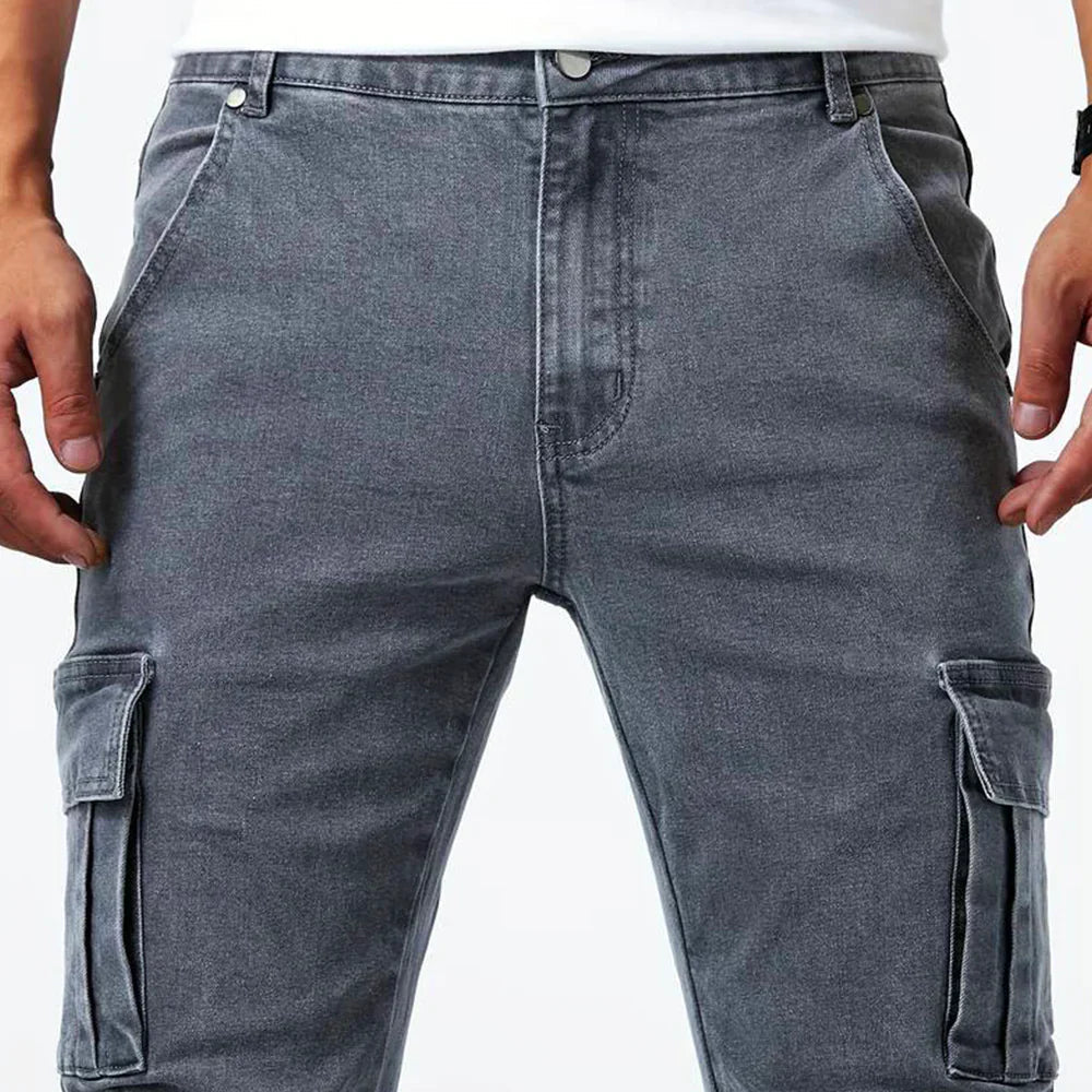 Jean Extensible Cargo Pants for Men with Functional Pockets – Comfortable Stretch Denim