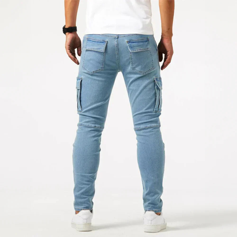 Jean Extensible Cargo Pants for Men with Functional Pockets – Comfortable Stretch Denim