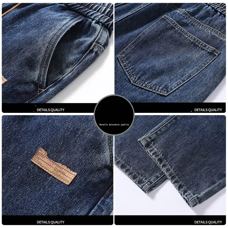 Jean Homme Large en Denim Élastique avec Cordon de Serrage - Style Streetwear Chic et Confort Optimal