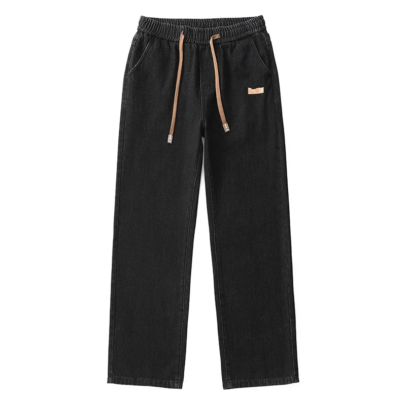 Jean Homme Large en Denim Élastique avec Cordon de Serrage - Style Streetwear Chic et Confort Optimal