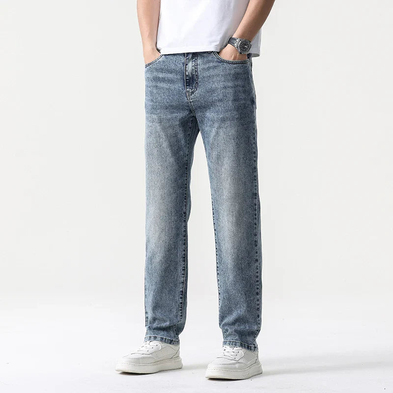 Jean Large Décontracté pour Homme en Lyocell – Coupe Droite et Taille Mi-Haute