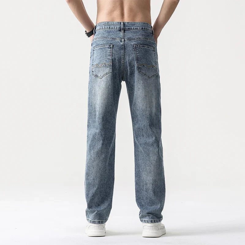 Jean Large Décontracté pour Homme en Lyocell – Coupe Droite et Taille Mi-Haute
