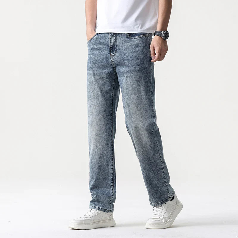 Jean Large Décontracté pour Homme en Lyocell – Coupe Droite et Taille Mi-Haute