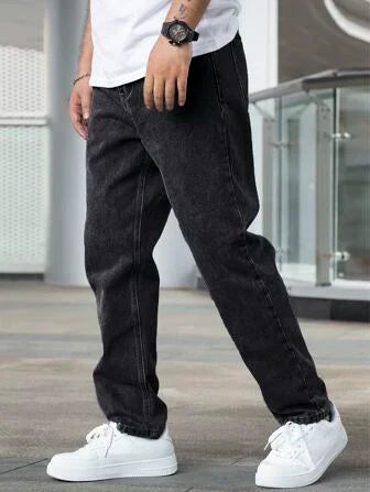 Jean pour homme en denim résistant, coupe droite, 100 % coton, disponible en bleu, noir et gris, tailles 30-36