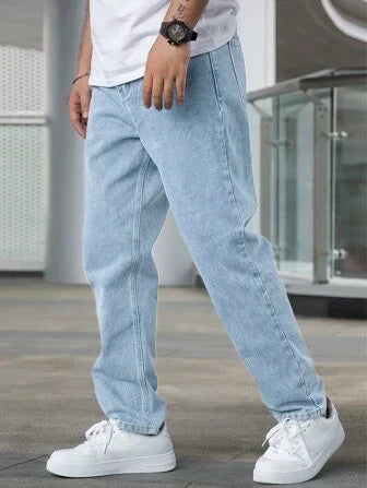 Jean pour homme en denim résistant, coupe droite, 100 % coton, disponible en bleu, noir et gris, tailles 30-36
