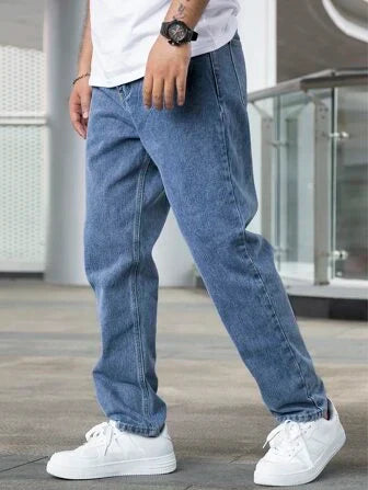 Jean pour homme en denim résistant, coupe droite, 100 % coton, disponible en bleu, noir et gris, tailles 30-36