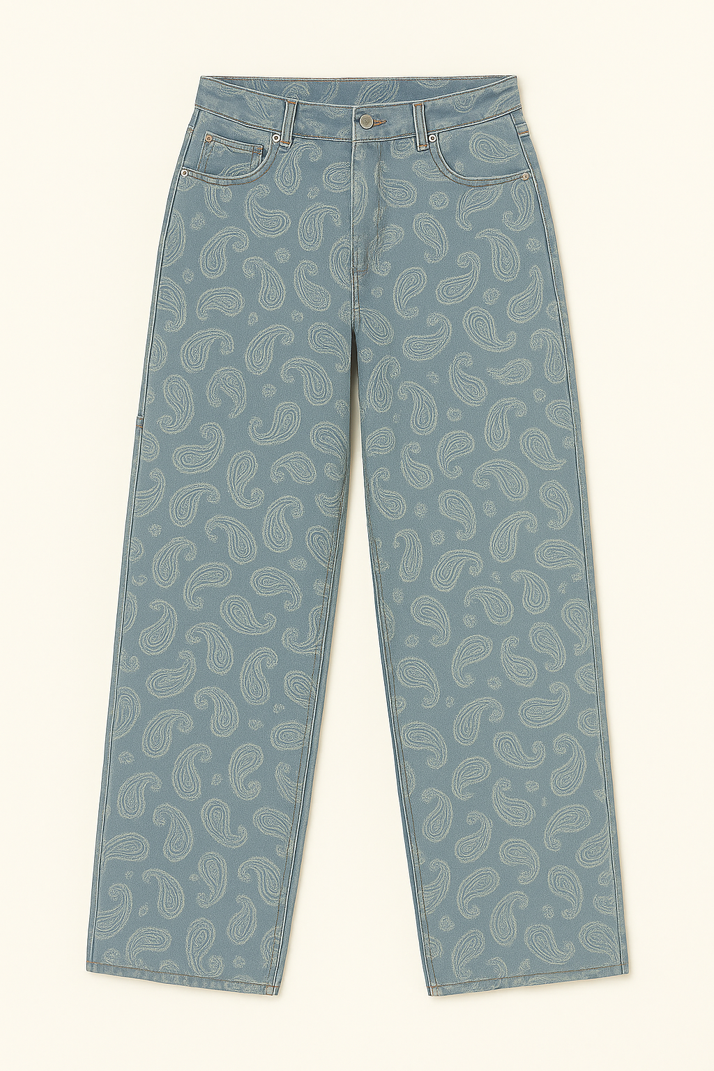 Jean pour hommes à imprimé Paisley – Denim confortable en coupe skinny, décontractée et droite
