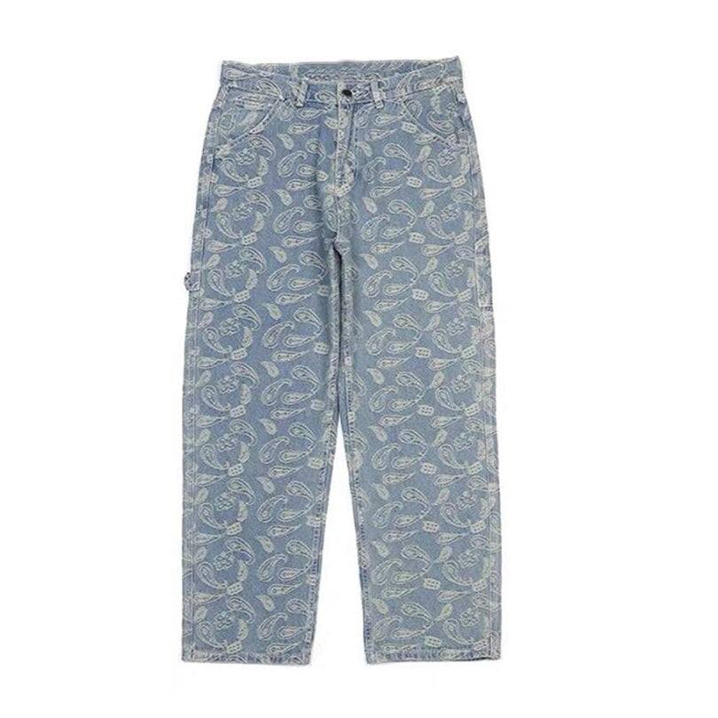 Jean pour hommes à imprimé Paisley – Denim confortable en coupe skinny, décontractée et droite