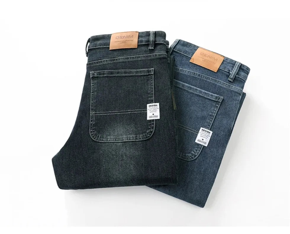 Jeans Amples pour Hommes en Coton Élastique – Style Business Casual