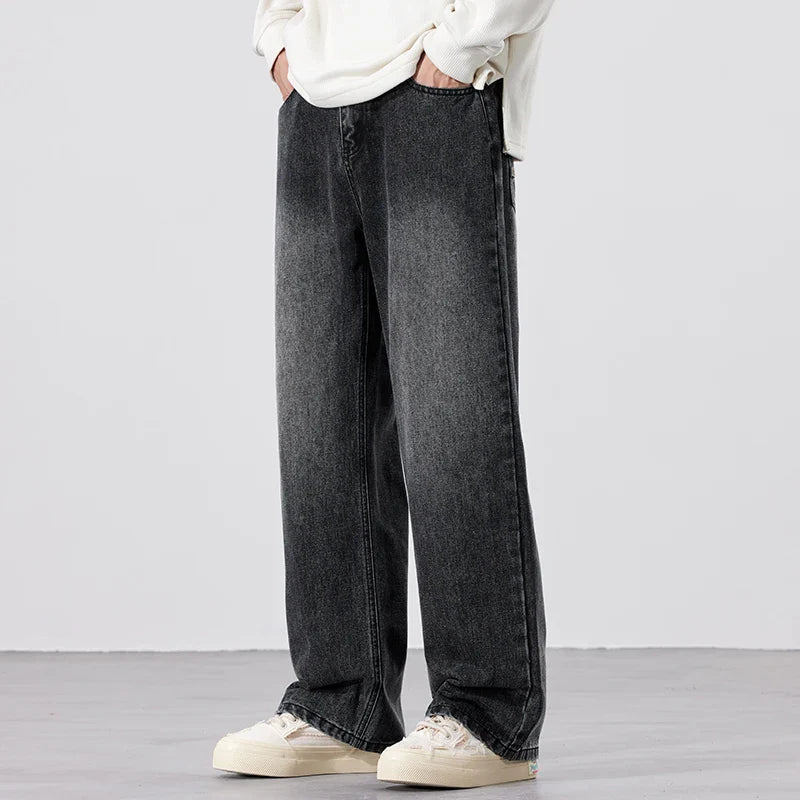 Jeans Baggy Droits pour Hommes en Denim Élastique – Style Rétro Inspiré des Années 2000