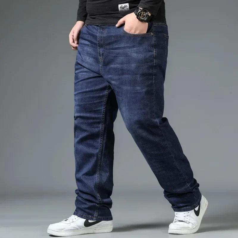 Jeans Décontractés Oversize pour Hommes en Denim Stretch – Taille Haute et Confort Optimal