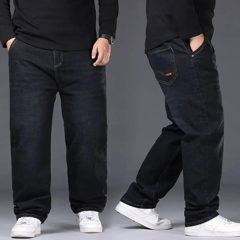Jeans Décontractés Oversize pour Hommes en Denim Stretch – Taille Haute et Confort Optimal