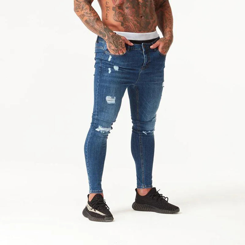 Jeans Spray On Hommes Super Skinny en Détresse – 3 Couleurs Disponibles