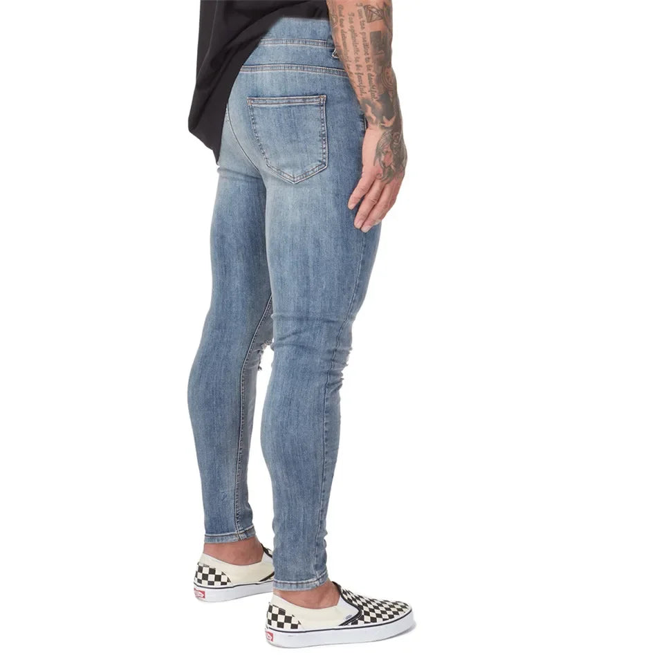Jeans Spray On Hommes Super Skinny en Détresse – 3 Couleurs Disponibles