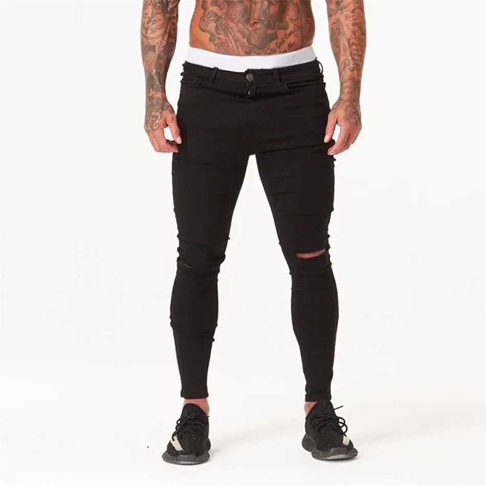 Jeans Spray On Men Super Skinny Distressed – 3 Colors Available