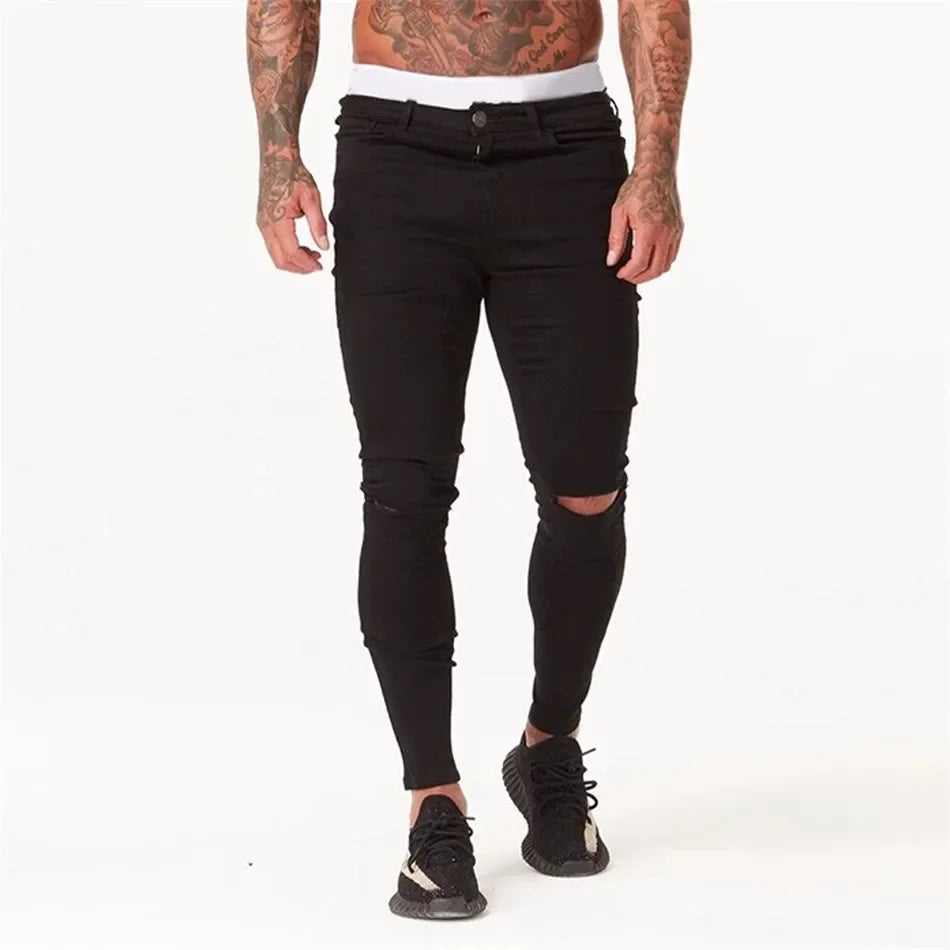 Jeans Spray On Men Super Skinny Distressed – 3 Colors Available