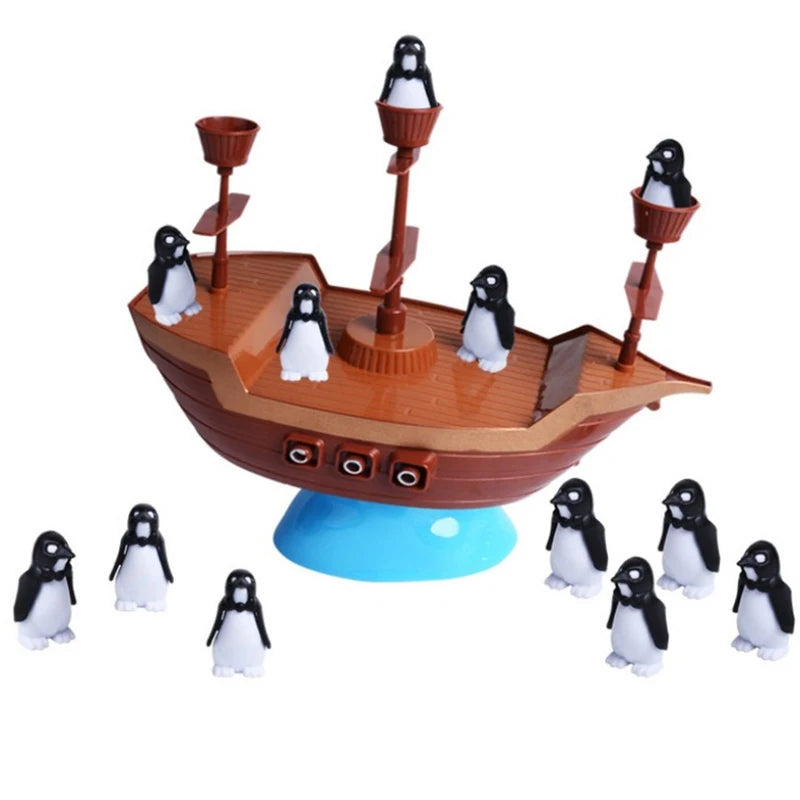 Colorful Pirate Ship Balance Game for Children – Interactive Puzzle with Durable Plastic Penguins, 8.6 x 8.6 x 10 Inches