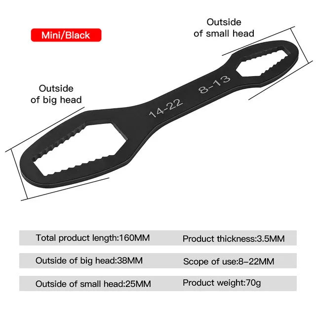 Jeu d'outils Torx Réglables à Double Tête 8 à 22 mm en Acier Chrome Vanadium pour Réparations Domestiques