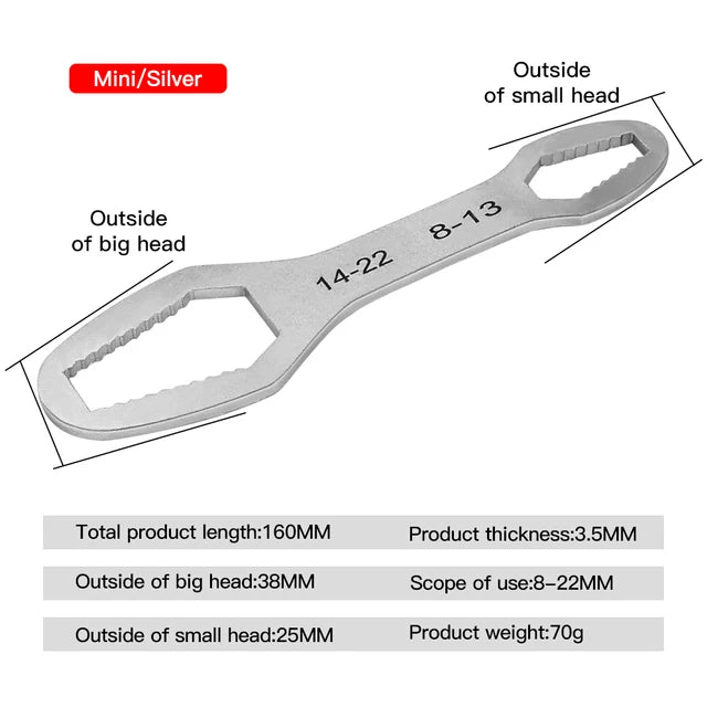 Jeu d'outils Torx Réglables à Double Tête 8 à 22 mm en Acier Chrome Vanadium pour Réparations Domestiques