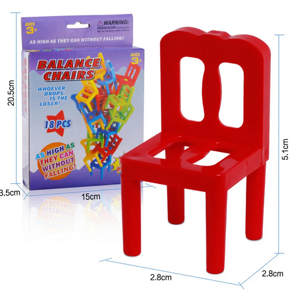 Educational Balance Chair Game for Children – Set of 18 Pieces in Eco-friendly ABS Plastic, Motor Skills and Balance Development