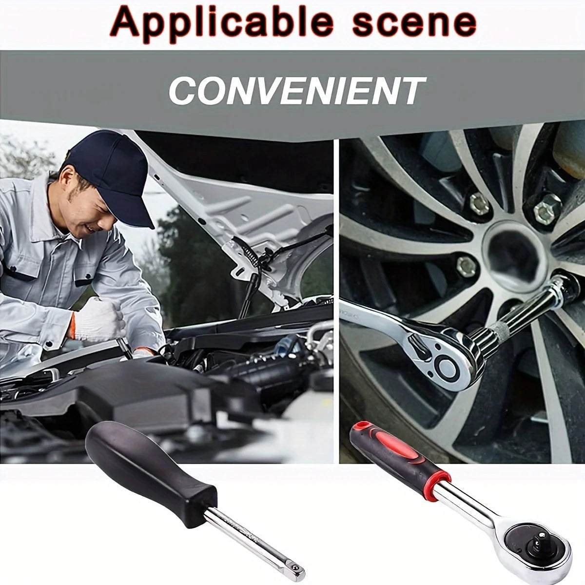 Jeu de Douilles d'Entraînement 46 Pièces avec Clé à Cliquet 1/4 et Embouts Hexagonaux Métriques – Outils de Bricolage et Mécanique