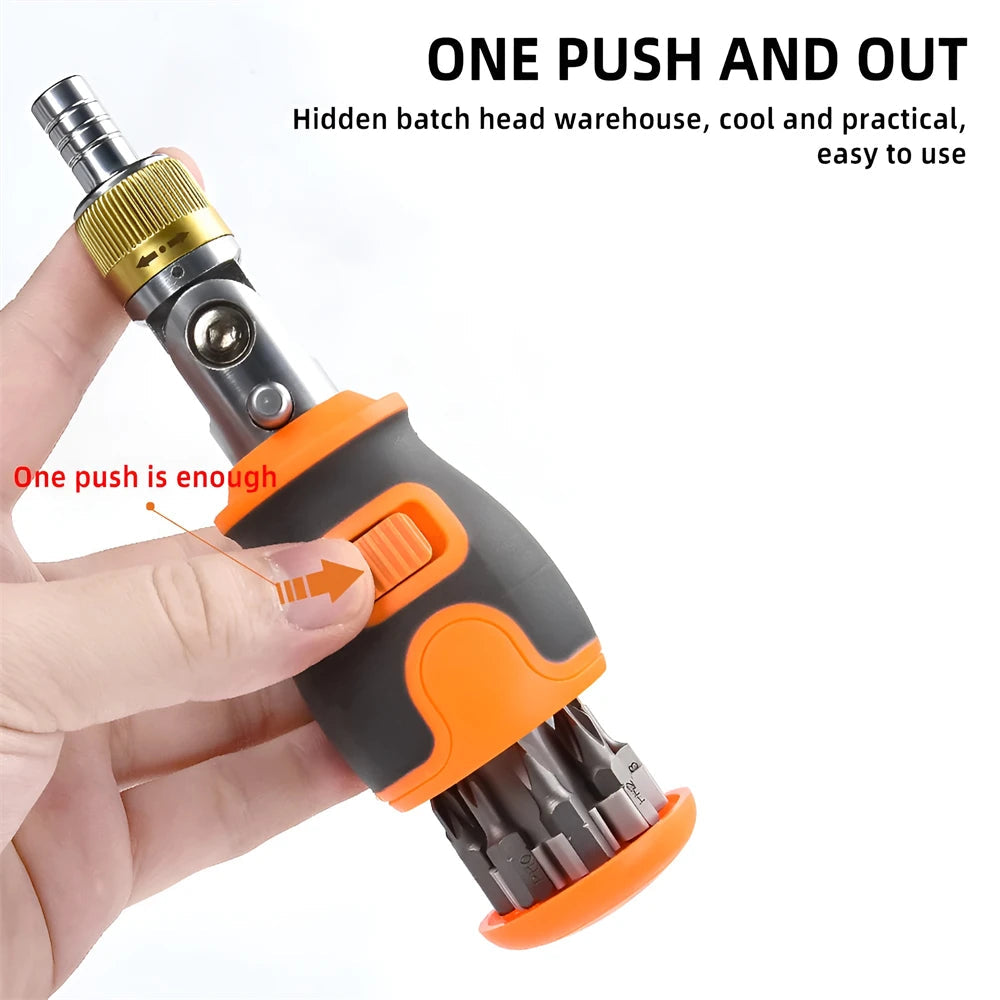 Jeu de Mini Tournevis à Cliquet 8 en 1 avec Embouts Magnétiques – Outils Multifonctions pour Bricolage