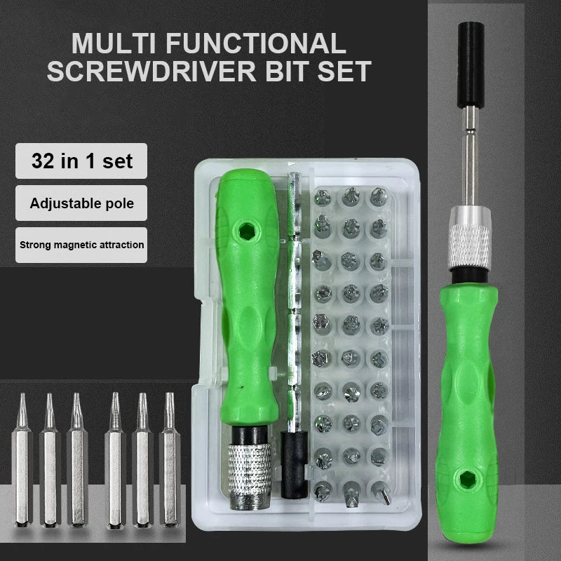 Jeu de Tournevis Magnétiques 32 en 1 avec Poignée Ergonomique – Outils de Réparation pour Électronique