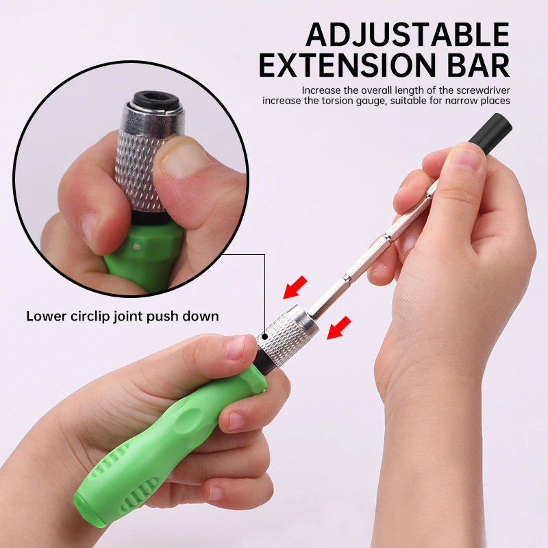 Jeu de Tournevis Magnétiques 32 en 1 avec Poignée Ergonomique – Outils de Réparation pour Électronique