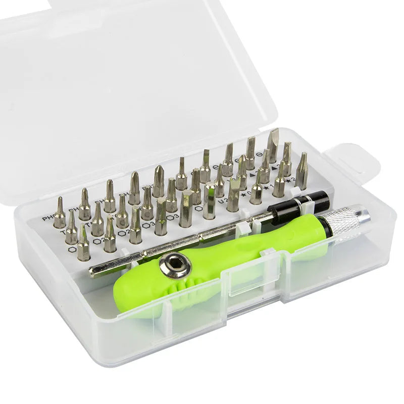 Jeu de Tournevis Magnétiques 32 en 1 avec Poignée Ergonomique – Outils de Réparation pour Électronique