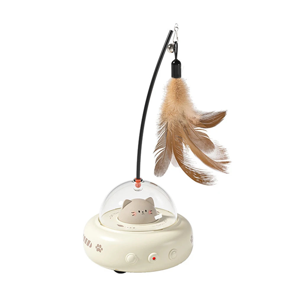 Interactive Electric Toy for Cat with Rechargeable Feather Wand – Game with Vibration Detection and Red Light