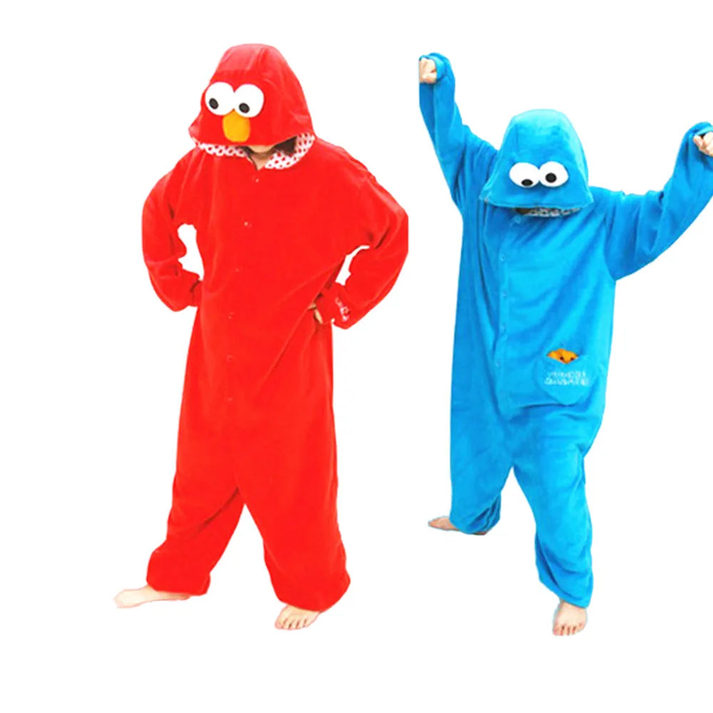 Kigurumi Adulte en Peluche Elmo et Cookie Monster – Costume Halloween et Cosplay Confortable