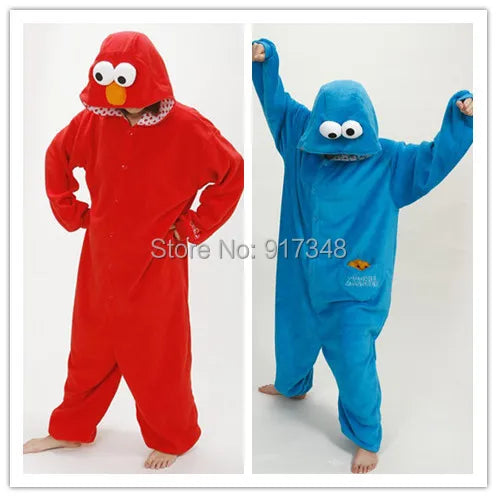Kigurumi Adulte en Peluche Elmo et Cookie Monster – Costume Halloween et Cosplay Confortable