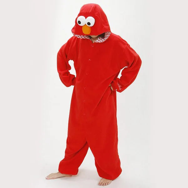 Adult Plush Kigurumi Elmo and Cookie Monster – Comfortable Halloween and Cosplay Costume