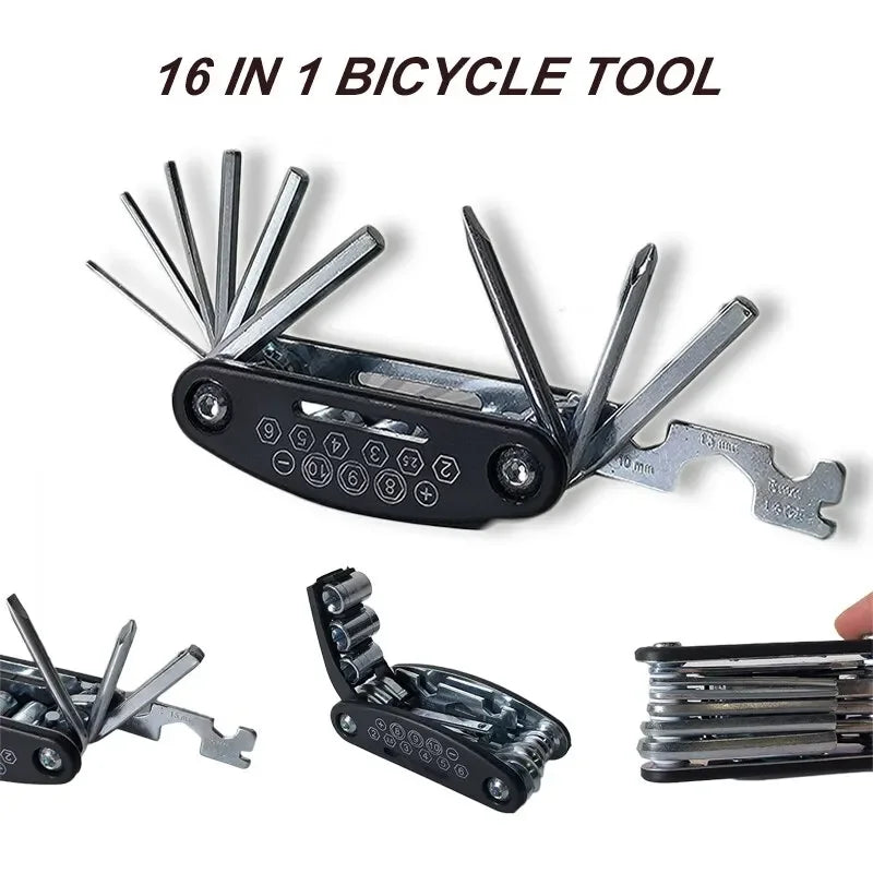 16-in-1 Multifunction Tool Kit for Bicycle Repair – Portable, Compact, and Durable Steel, Ideal for Cyclists