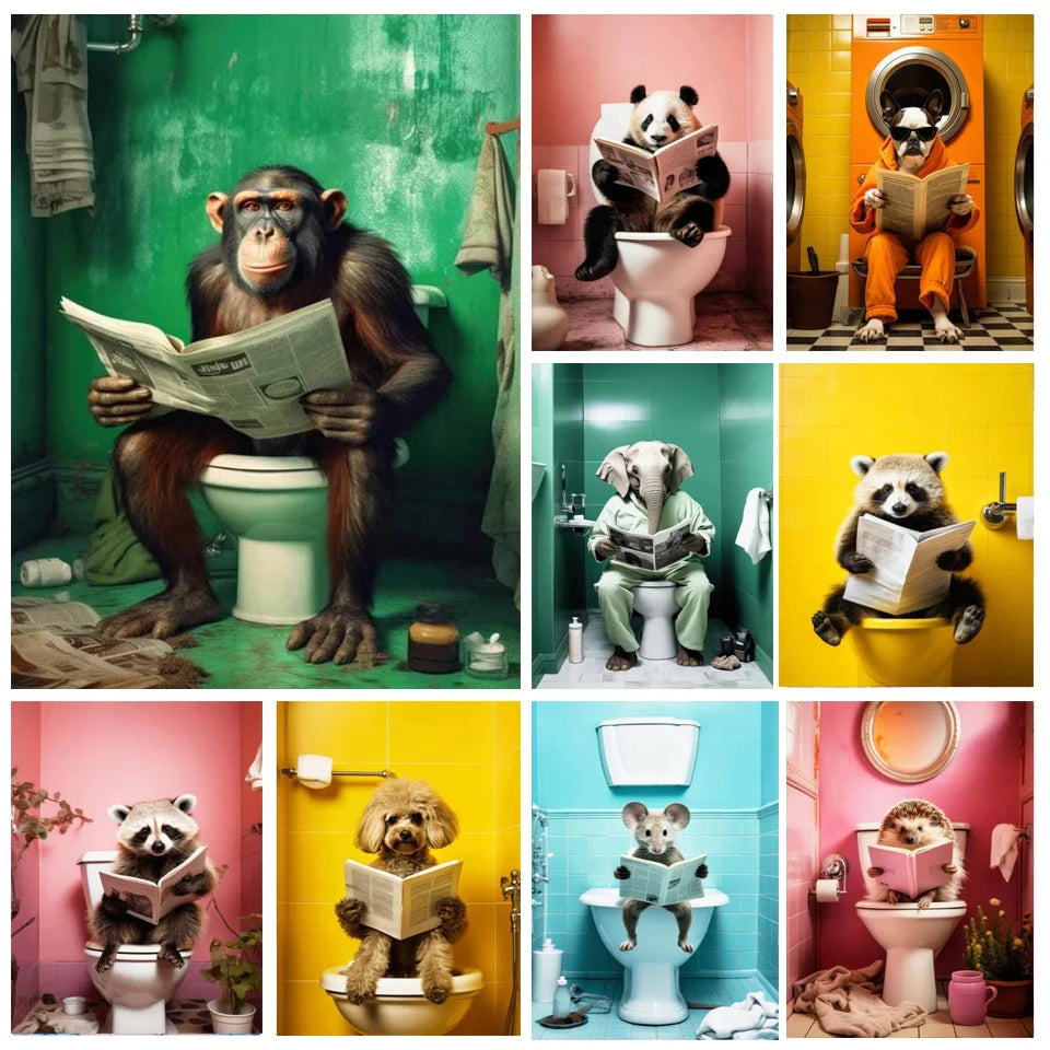 Kit de Peinture Diamant DIY Animaux Singe et Panda – Décoration Murale Colorée