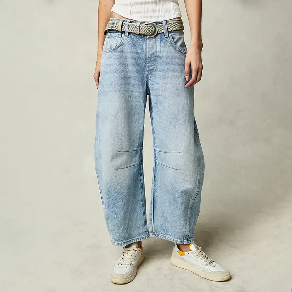 Jean Femme Confort Bleu Taille M Mélange de Coton et Élasthanne